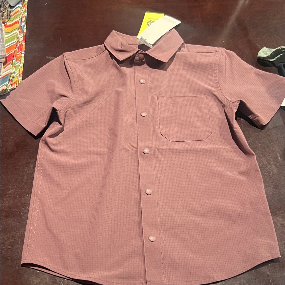 All in Motion Boys Brownish Purple Button Down Shirt
